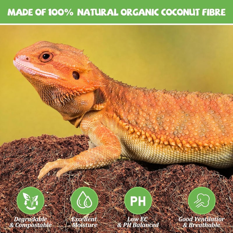 Riare 10LBS Natural Coconut Fiber Substrate for Reptile- Premium Compressed Coconut Husk Terrarium Bedding for Reptile, Tortoise, Frogs, Snakes, Hermit Crabs, Burrowing Animals - Image 3